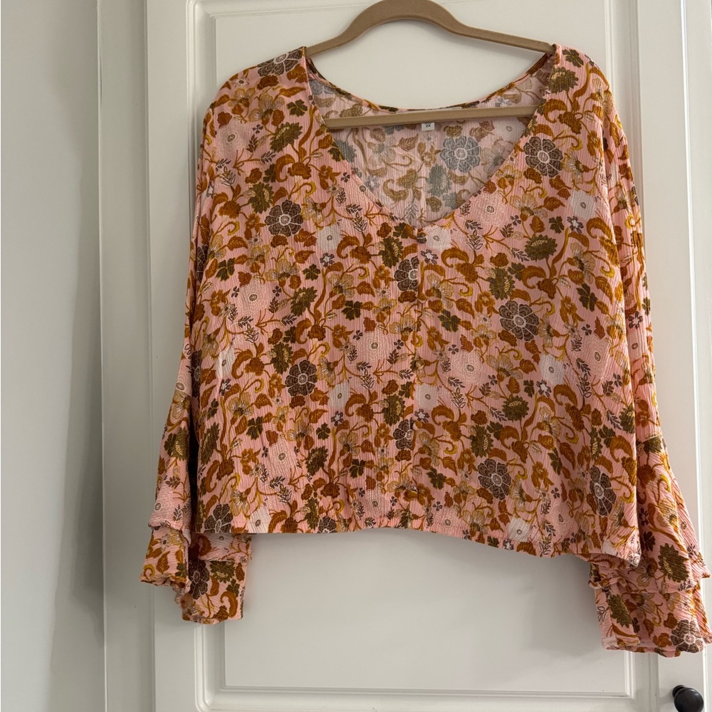 Gypsies & Moondust Bell Sleeve Surplice Top 2X